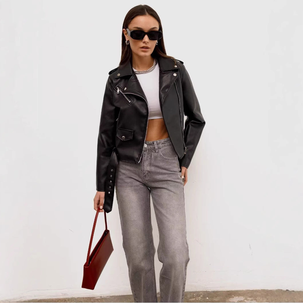 Damen Bikerjacke mit Schnallenverschluss