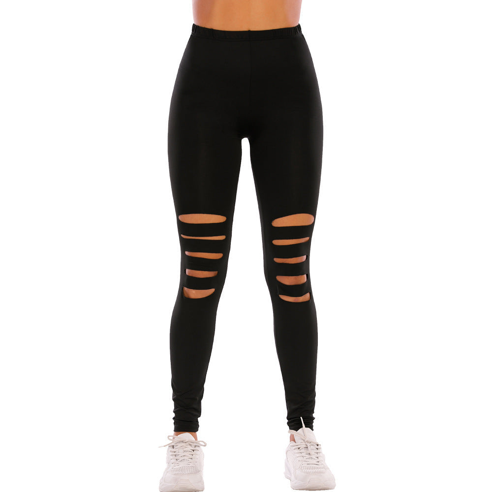 Damen Modische Leggings mit Cut-Outs im Leopardenmuster