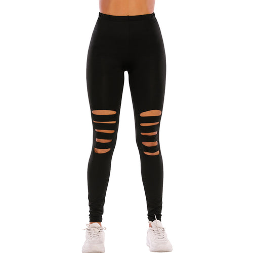 Damen Modische Leggings mit Cut-Outs im Leopardenmuster R&B