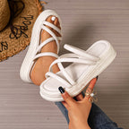 Damen Komfortable und modische Plateau-Sandalen mit gekreuzten Riemen R&B