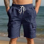 Herren nan Reise- und Outdoor-Bermuda mit elastischem Kordelbund, Sicherheits-Innentasche und aufgesetzten Klappentaschen R&B