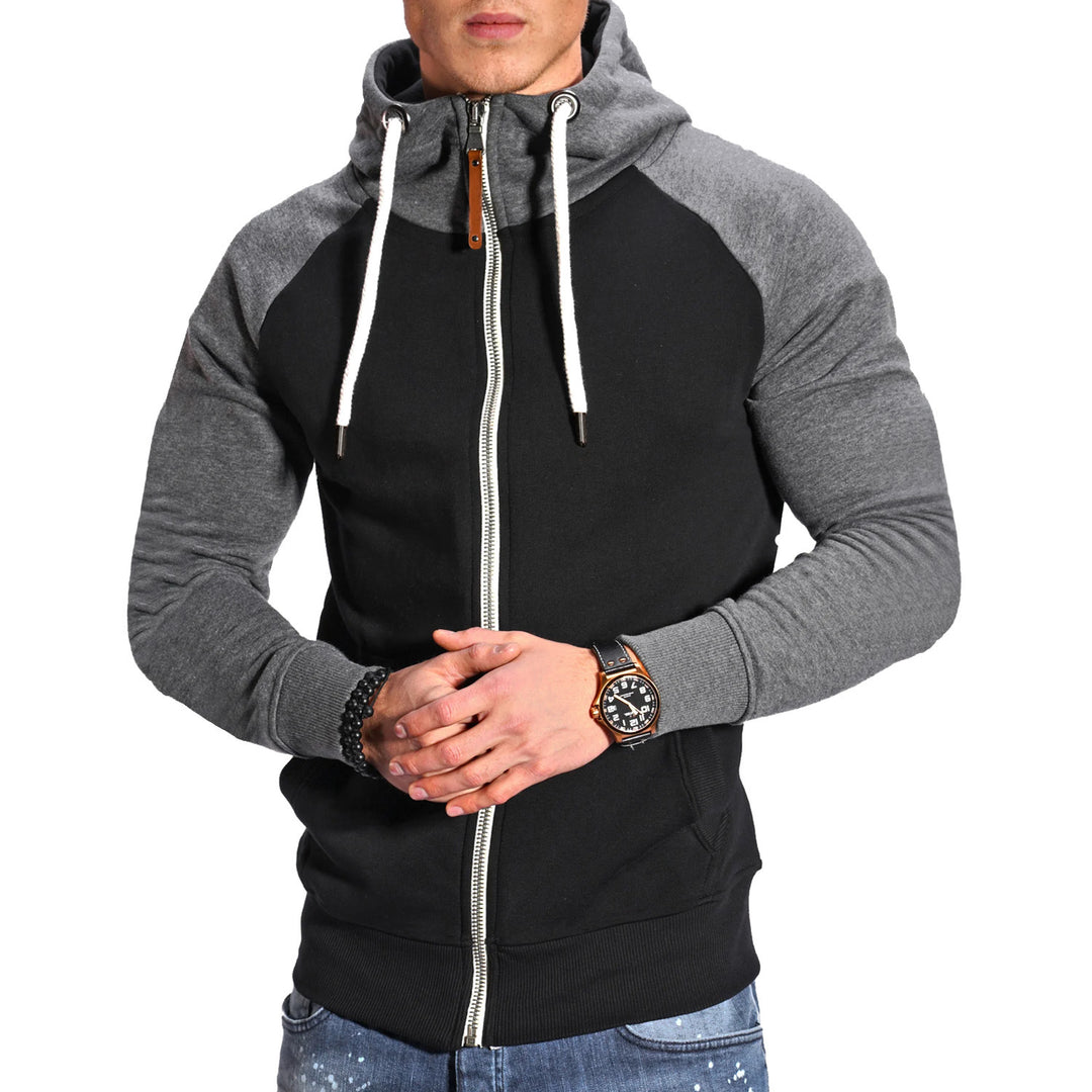 Herren raffinierter Kapuzenpullover mit hochwertigem Reißverschluss R&B