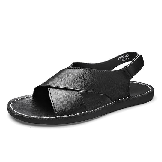 Herren Elegante und bequeme Leder-Sandalen mit verstellbarem Riemensystem R&B