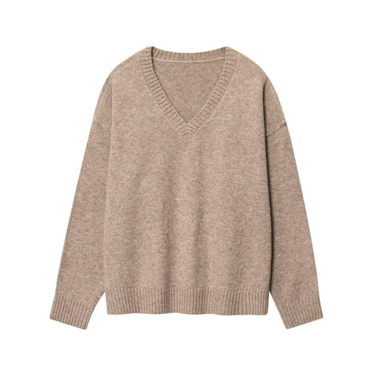 Damen gemütlicher V-Ausschnitt Pullover R&B
