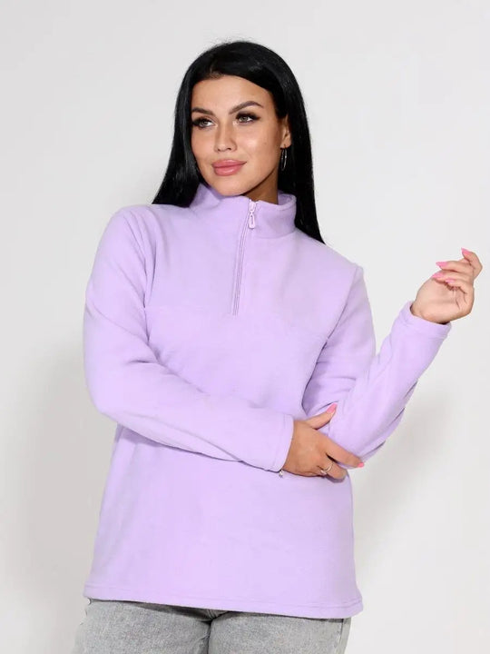 Damen Fleece-Pullover mit steigendem Kragen R&B