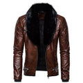 Herren Bikerjacke mit glamourösem Kunstfell-Kragen und modischen Details