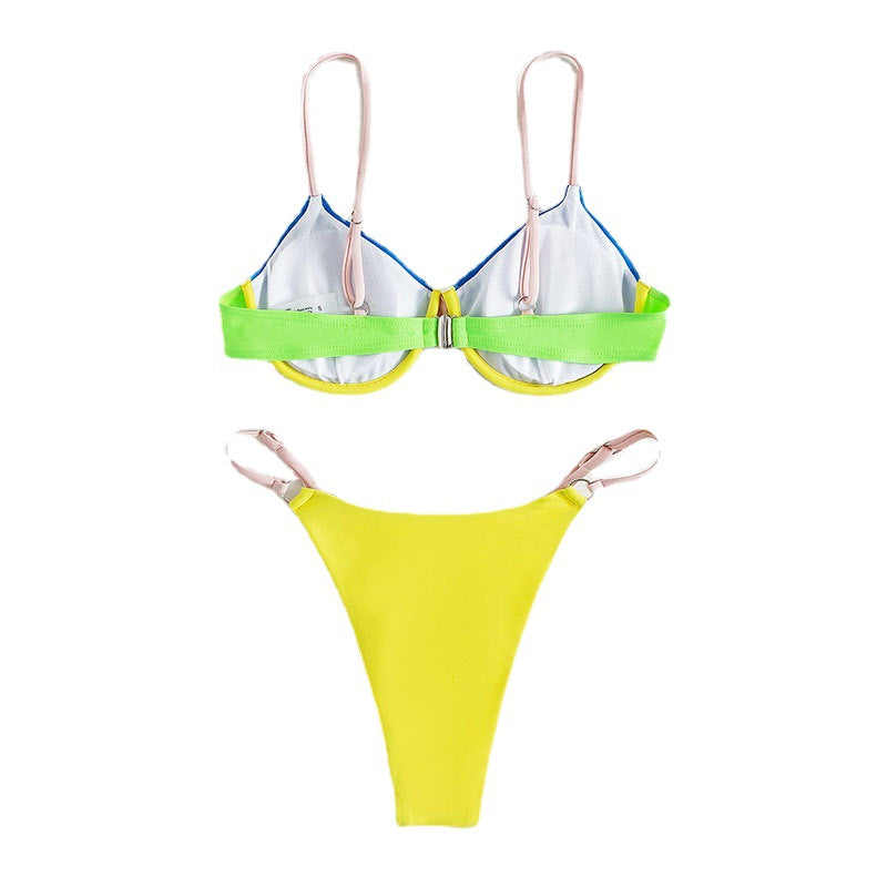 Damen Triangel-Bikini mit verstellbaren Trägern und innovativem Farbdesign R&B