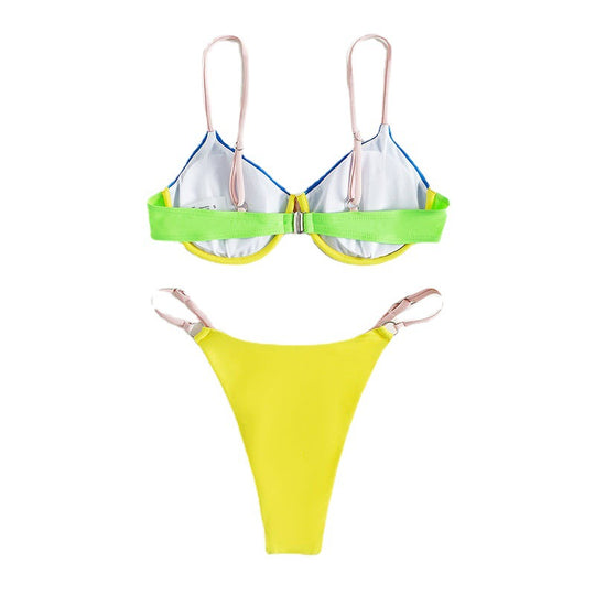 Damen Triangel-Bikini mit verstellbaren Trägern und innovativem Farbdesign R&B