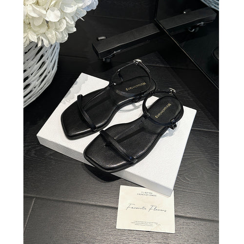 Damen elegante Zehentrenner-Sandalen mit schmalem Riemendesign R&B