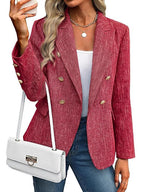 Damen Klassischer Double-Breasted Blazer mit goldenen Knöpfen R&B