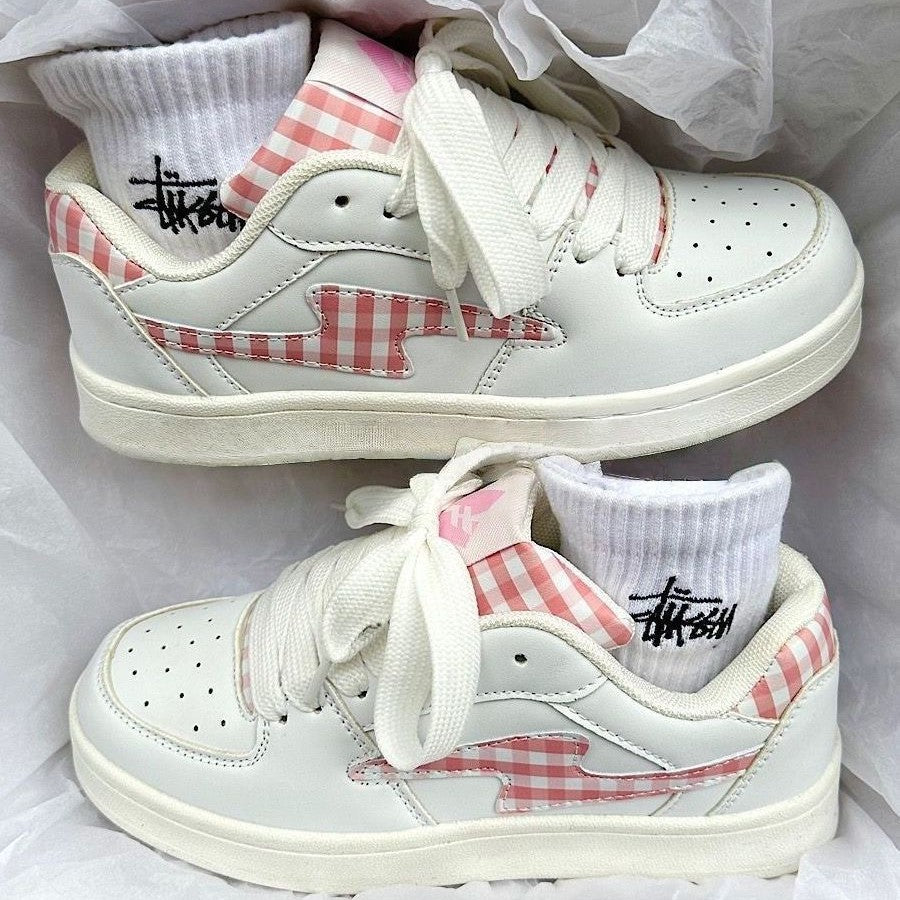 Damen Sneakers mit karierter Applikation und bequemer Dämpfung R&B