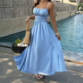 Damen Elegantes Maxikleid mit verstellbaren Spaghettiträgern und seitlichem Schlitz R&B
