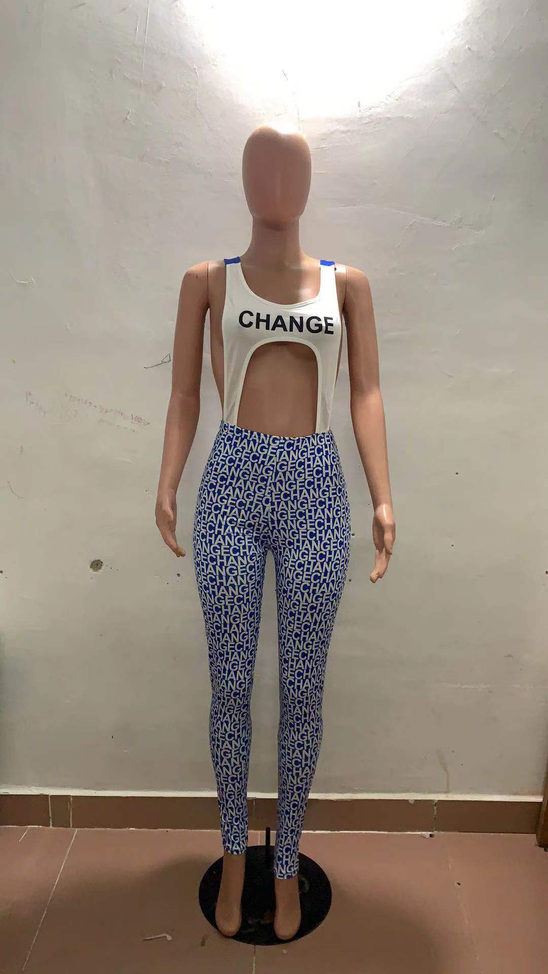 Damen körperbetontes Sport-Outfit mit modischem Print R&B