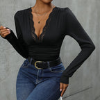Damen Body mit elegantem Spitzenbesatz und figurumspielendem Schnitt R&B