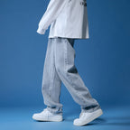 Herren lockere Denim-Jeans im Vintage-Stil mit hoher Taille R&B
