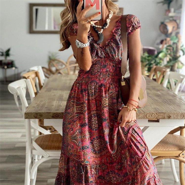 Damen Maxikleid mit raffiniertem Schnitt und verspieltem Volant R&B