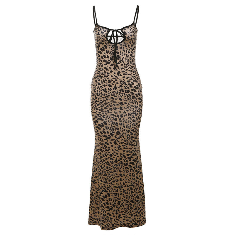 Damen Leichtes Maxikleid mit verführerischem Leo-Print R&B
