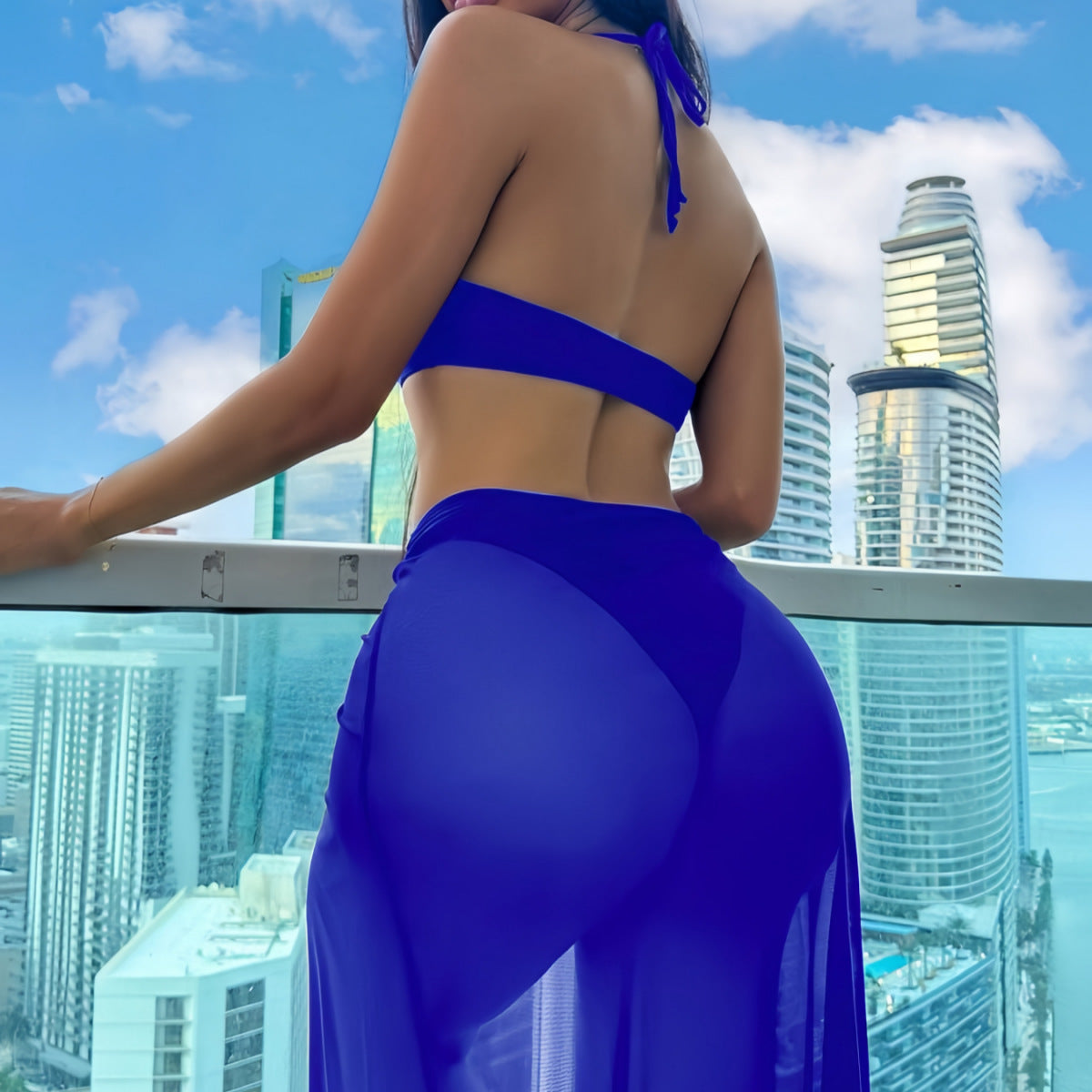 Damen Triangel-Bikini-Set mit eleganter Rock-Überwurf R&B
