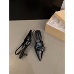 Damen Slingback-Pumps mit schimmerndem Obermaterial und modischen Dekoren R&B