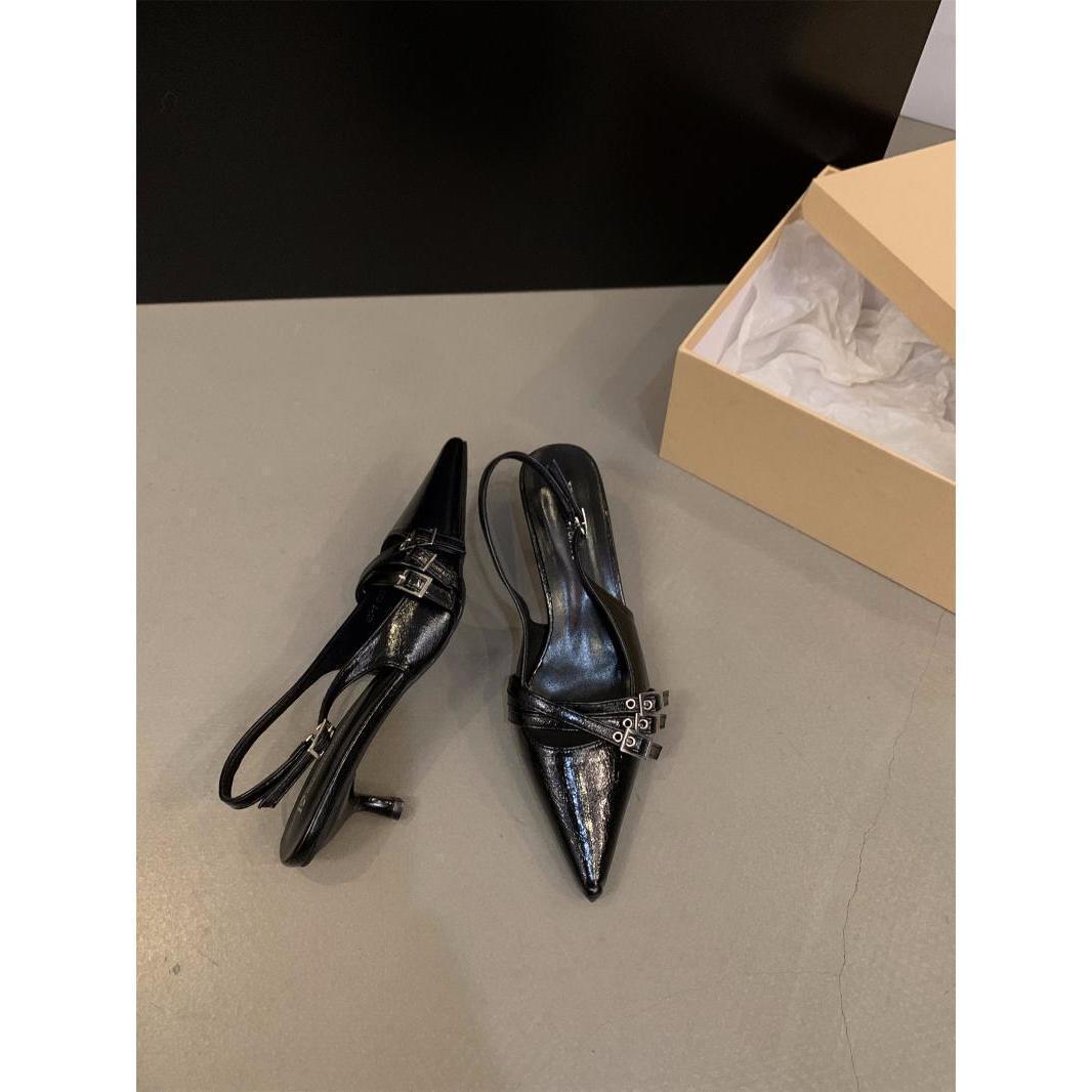 Damen Slingback-Pumps mit schimmerndem Obermaterial und modischen Dekoren R&B
