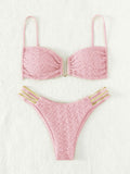 Damen Bikini mit elegantem Spitzenmuster und verstellbaren Trägern R&B