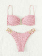 Damen Bikini mit elegantem Spitzenmuster und verstellbaren Trägern R&B