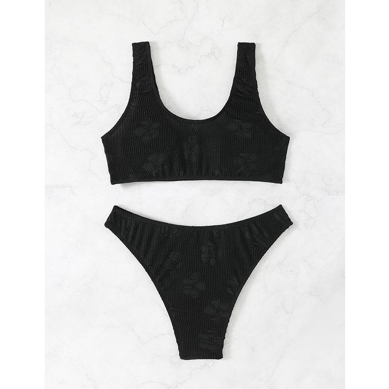Damen Bikini-Set mit strukturierter Oberfläche und tiefem Halsausschnitt R&B