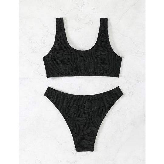 Damen Bikini-Set mit strukturierter Oberfläche und tiefem Halsausschnitt R&B