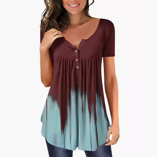 Damen Tunika Damen U-Ausschnitt Print