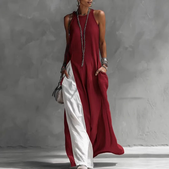 Damen Lässiges Maxikleid mit asymmetrischem Schnitt und tiefem Rückenausschnitt R&B