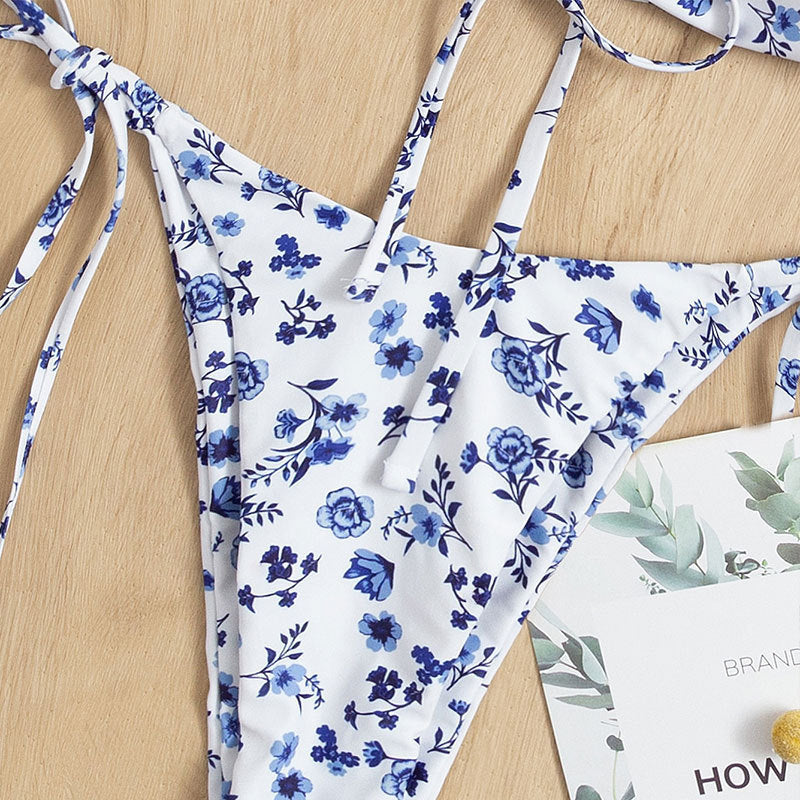 Damen Bandeau-Bikini mit floralem Cut-Out-Design und verstellbaren Trägern R&B
