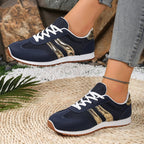 Damen Sportliche Sneaker mit atmungsaktiven Mesh-Einsätzen und modischem Metallic-Detail R&B