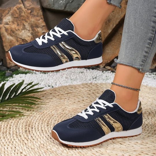 Damen Sportliche Sneaker mit atmungsaktiven Mesh-Einsätzen und modischem Metallic-Detail R&B