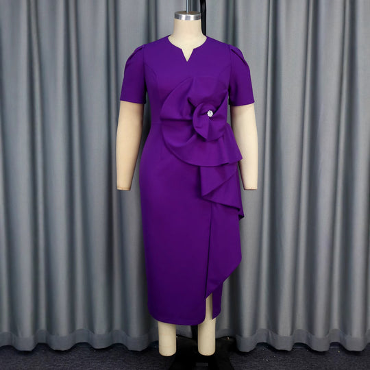 Damen Elegantes Maxikleid mit exquisiter Drapierung und floralen Akzenten R&B