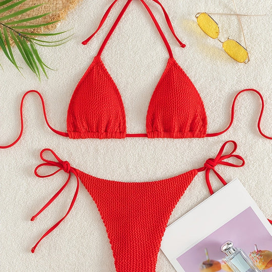 Damen Triangel-Bikini-Set mit verstellbaren Bindebändern R&B