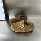 Damen Komfortable Wildleder-Clogs mit dekorativem Schnallenverschluss R&B