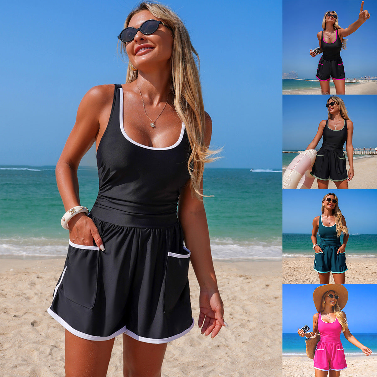 Damen Sportlicher Badeanzug mit Shorts R&B