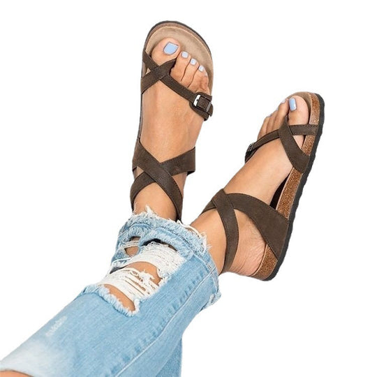 Damen bequeme Riemchen-Sandalen mit anatomischem Fußbett und verstellbarem Riemendesign R&B