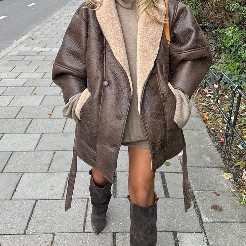 Damen Lässige jacke mit weichem Futter und praktischen Taschen