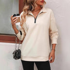 Damen Sweatshirt mit halbem Reißverschluss