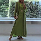 Damen nan elegante Lagen-Abendrobe mit gefüttertem Innenkleid, transparentem Chiffon-Überwurf und taillenverstellbaren Bändern R&B