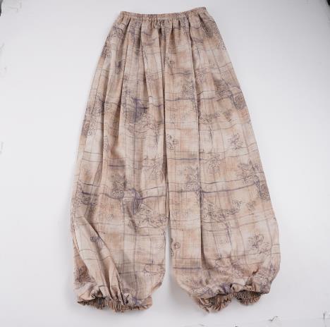 Damen weite Couture-Hosen mit elegantem Druck und elastischem Taillenbund R&B