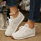 Damen Sneakers mit filigranem Häkeldesign und bequemem Fußbett R&B