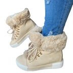 Damen Sportliche High-Top Sneaker mit flauschigem Kunstfellkragen R&B