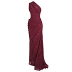Damen elegantes Abendkleid mit asymmetrischem One-Shoulder-Design und floralem Spitzenbesatz R&B