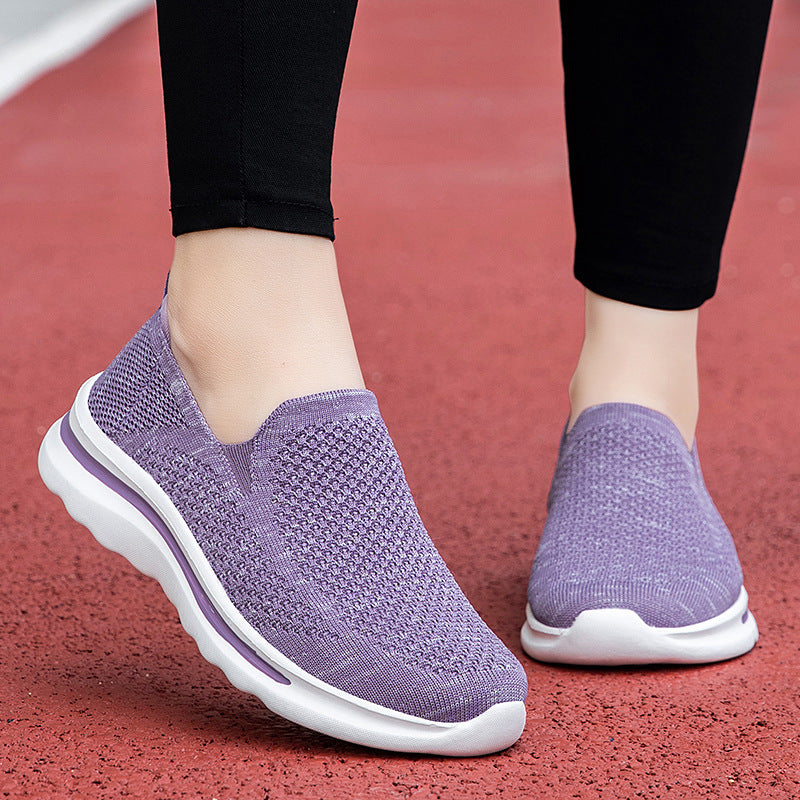 Damen Komfortable Slip-On Sneakers mit atmungsaktivem Strickoberteil R&B
