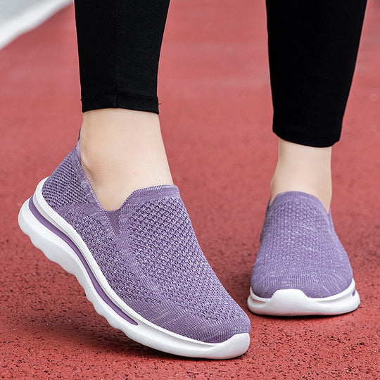 Damen Komfortable Slip-On Sneakers mit atmungsaktivem Strickoberteil R&B