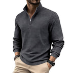 Herren sportlicher Pullover mit Halbreißverschluss und strukturierter Oberfläche R&B