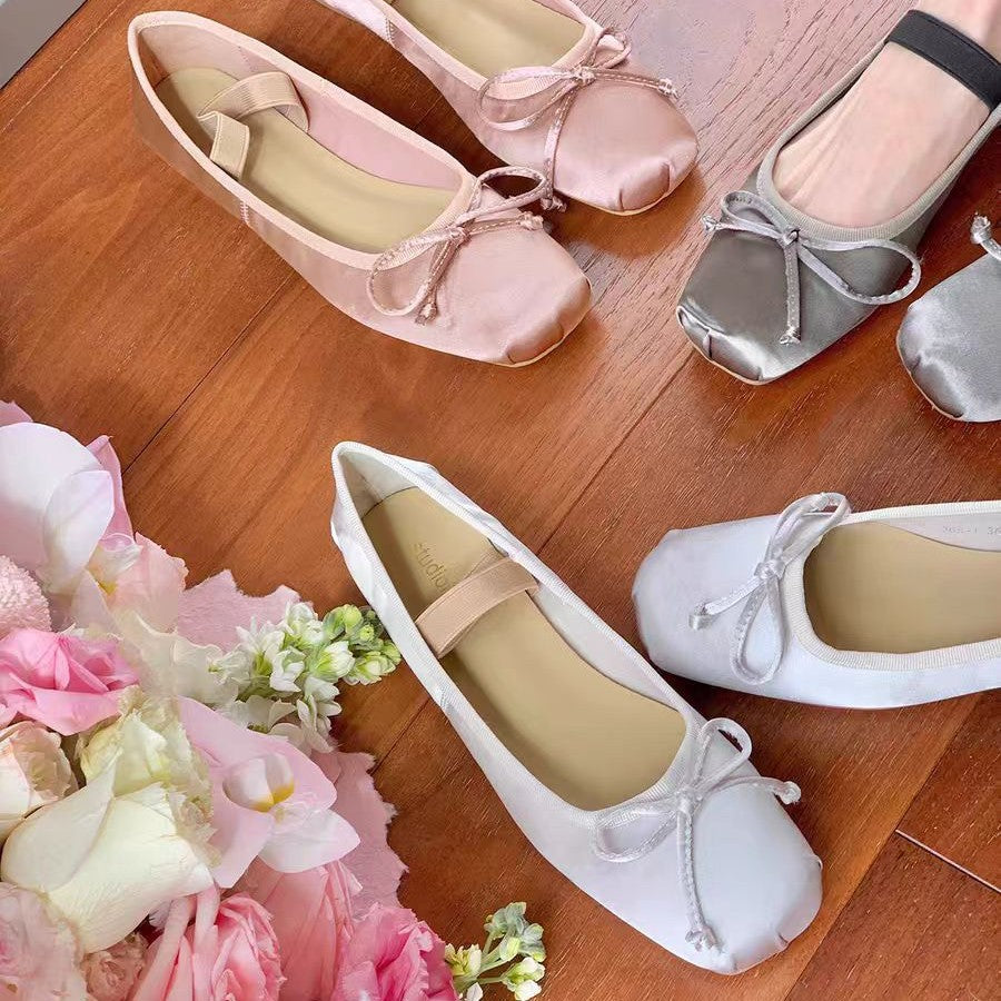 Damen Ballerina-Schuhe mit glamourösem Schleifendetail und flexiblem Riemendesign R&B