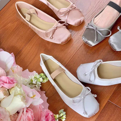 Damen Ballerina-Schuhe mit glamourösem Schleifendetail und flexiblem Riemendesign R&B